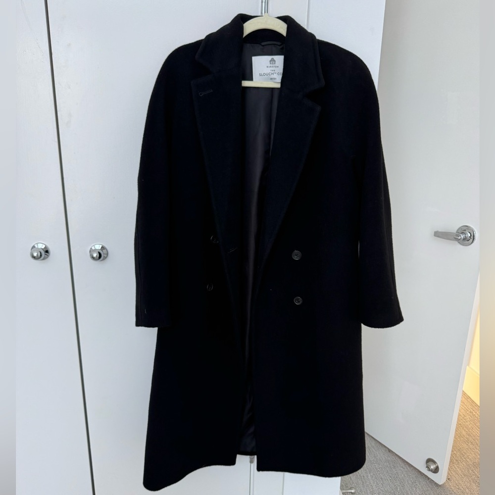 Aritzia Babaton The Slouch Coat (Re)Camel Wool in Black Size 2XS